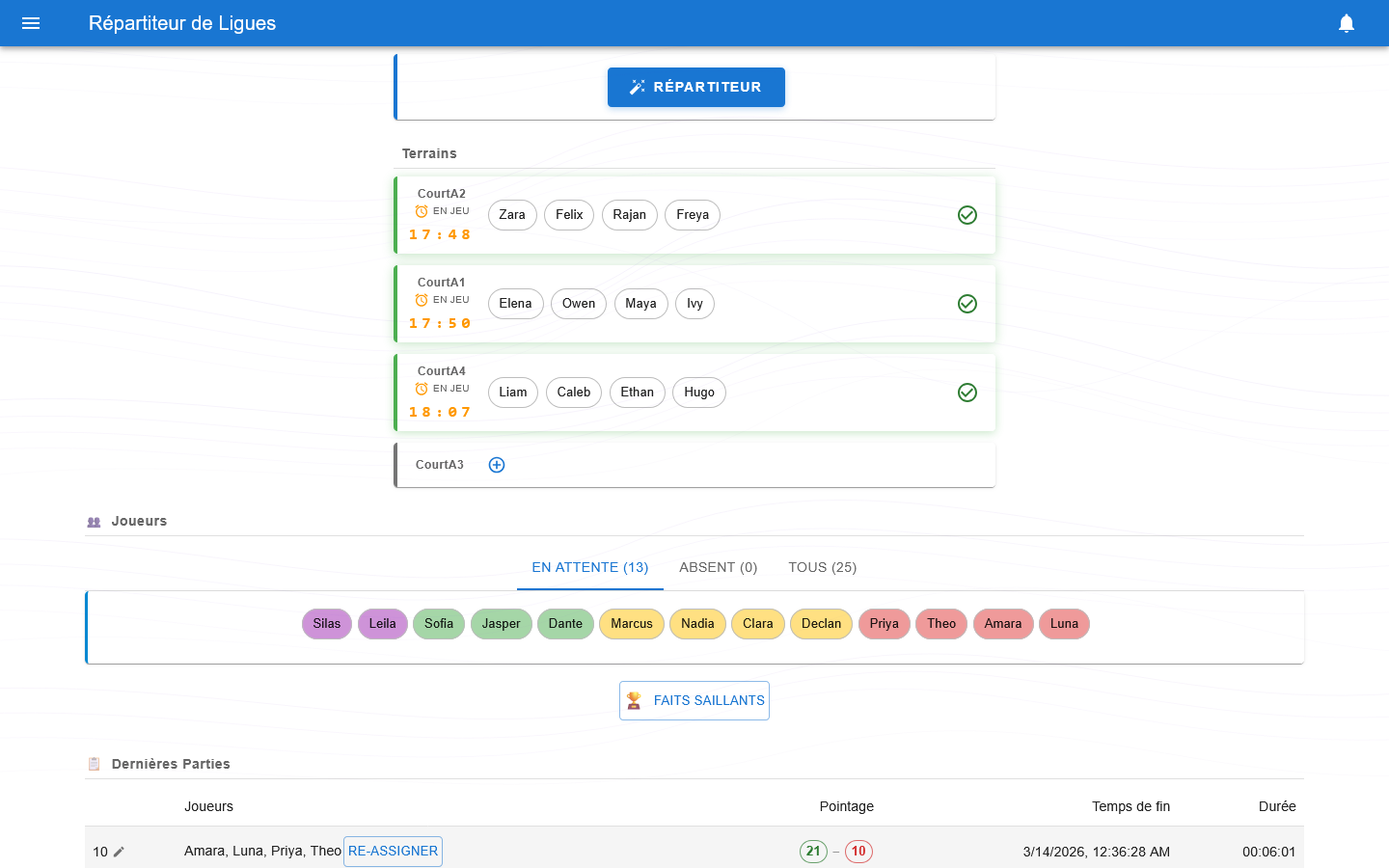 League Dispatcher Dashboard